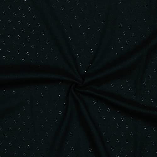 0,5m Pointoille-Stoff Feinstrick-Jersey Baumwollstoff Oeko-Tex Feinstrick Ajour Lochmuster, Farbe:schwarz