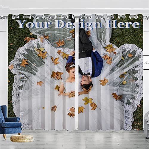 GIBZ Personalisierte Vorhang mit Collage Fotos 2 Paneele Print Hochzeitsgeschenke für Schlafzimmer Wohnzimmer, 167 x 183cm, 1 Foto