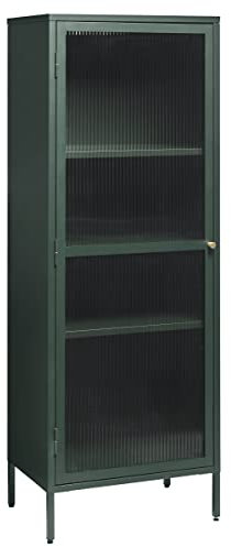möbelando Vitrine Bronco aus Metall in grün. Abmessungen (B/H/T) 58x160x40 cm