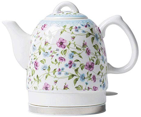 SOGANI Electric Ceramic Cordless Kettle Teapot-Retro 1.5L Jug, 1350W Water Fast for Tea, Coffee, Soup, Oatmeal-Removable Base, Boil Dry Protection
