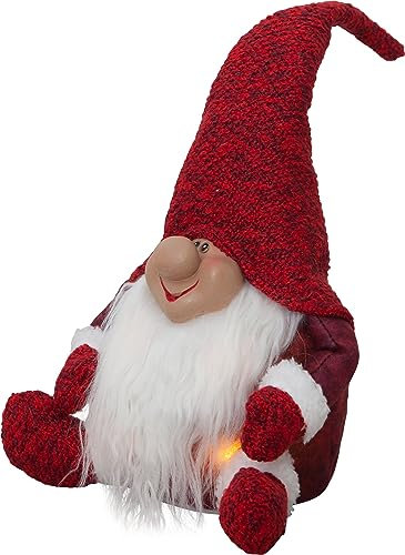 EGLO LED Weihnachtswichtel Joylight, Wichtel Figur, Weihnachtsdeko aus Stoff mit Kunststoffkörper in Rot und Weiß, batteriebetriebene Leuchtfigur, Tischdeko Weihnachten, warmweiß, 34 cm