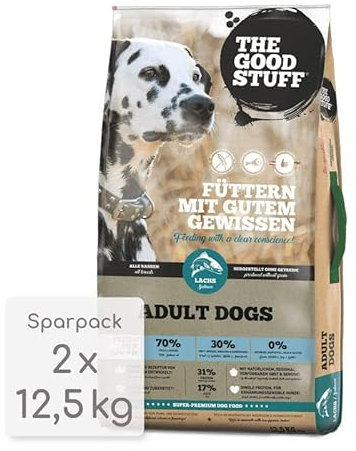 The GOODSTUFF Lachs (Adult) 12,5 kg | Hochwertiges Hundetrockenfutter getreidefrei | Mit frischem Lachs | Hundefutter trocken für ausgewachsene Hunde | Super-Premium Trockenfutter für Hunde