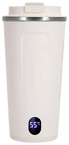 Pequeña taza de agua caliente eléctrica portátil, tetera eléctrica con hora cronometrada, taza de café para el hogar 350 ml,White