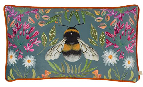 Wylder Nature House of Bloom Zinnia Bee Rectangular Polyester Filled Cushion, 30 x 50cm