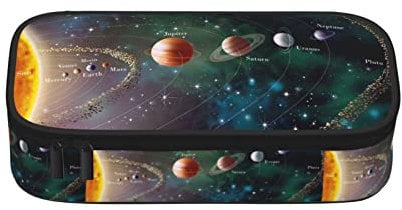 LOUJIN Sonnensystem Weltraum Planet Print Federmäppchen Große Kapazität Federmäppchen Tragbare Pencil Pouch für Jungen Mädchen Erwachsene und O, farbe, 5.0cm*10.5cm*20.5cm, Federmäppchen
