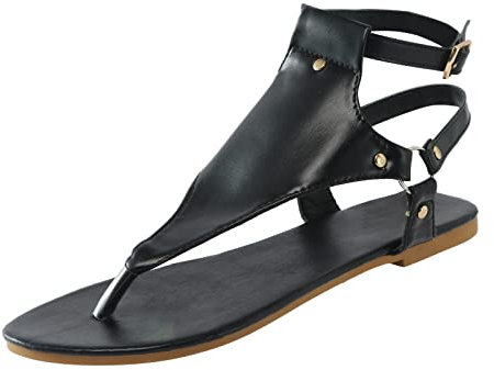 Sandalen Damen Gold Weite H Ohne Absatz Sommer Strandsandalen Gladiator Sandalen Schuhe rutschfest Flach Sandaletten Römersandalen Strandschuhe für Party Sexy Strass Sommerschuhe Sandale