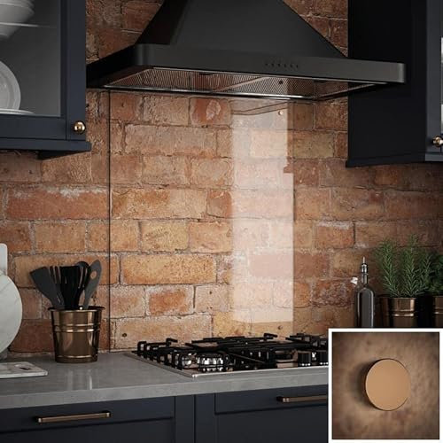 Clear Glass Splashback with Copper Caps - Kitchen Sink & Hob Back Panel - 600 x 700mm