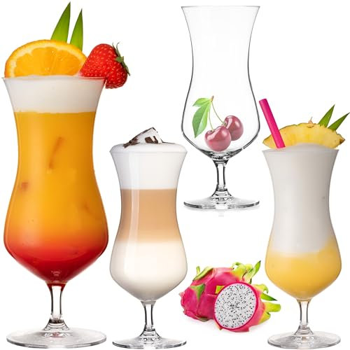PLATINUX Große Cocktailgläser 400ml aus Crystalline Glas Set 4 Stück Longdrinkgläser Eiskaffeegläser Hurricane Gläser