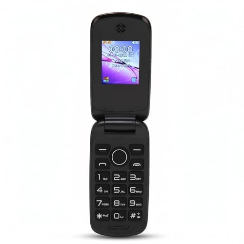 Dual SIM Klapptelefon mit 1,77 Zoll Farbbildschirm, Leistungsstarkem Lautsprecher, 1200 mAh SOS Funktion, Großen Tasten und LED Leuchten (Rot)