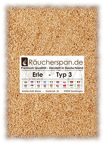 Räucherspäne Räuchermehl Erle 2kg Typ 3 mittelfein Spangröße 0,3-1mm auch für Sparbrand, Räucherschnecke, Kaltrauchgenerator geeignet