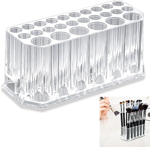 26 Slot Acrylic Cosmetic Organizer, Acrylic Eyeliner Organiser, Makeup Brush Holder, Clear Makeup Brush Holder, Can be used for Eyeliner, Eyebrow Pencil Storage (Transparent)