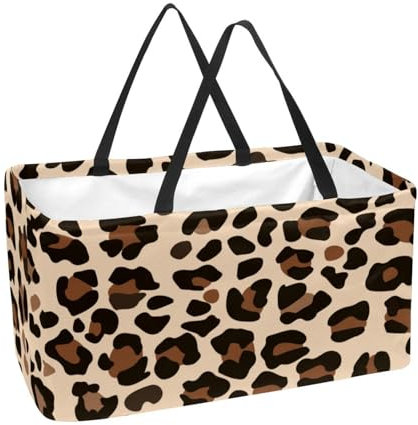 Einkaufskorb Leopard Textur Wiederverwendbare Einkaufstasche Wäschekorb Tragbare Picknick Einkaufstaschen