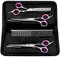 Adiwo Hundeschere Set,4 Teile Edelstahl Haustier Trimmer Kit Pfotenschere Haustierschere Mit Schneideschere Ausdünnungsschere, gebogener Schere und Pflegekamm für Hundekatzen und mehr Haustiere
