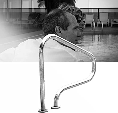 SUuim Main Courante de sécurité pour Piscine, rampes pour piscines creusées, Montage Facile, rampes d'été en Acier Inoxydable, rampes de sécurité pour Piscine (Hauteur : 80 cm) (épaisseur 1,5 mm)