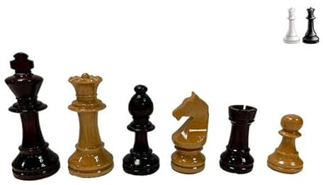 Piezas de ajedrez Europa plomadas competición - Tamaño 4, Color Caoba, Acabado Brillante, Ideal para Aficionados y Clubes, Piezas de ajedrez para niños y Adultos, Piezas de ajedrez
