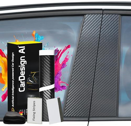 Dekor Zierleiste passend für Skoda Octavia 3 (5E) 2013-2021 (5-Türer, Kombi): Lackschutzfolie für B- C-Säule Blende Abdeckung Links/rechts Vordertür/Hintertür (Carbon-Design)