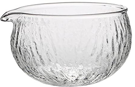 Textured Glass Matcha Bowl with Pouring Spout Japanese Style Matcha Ceremony Bowl 500ml Glass Salad Porridge Juice Cups