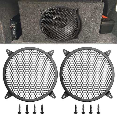 Tongze Lot de 2 housses de protection pour grille de haut-parleur de 25,4 cm en plastique avec trou en nid d'abeille, pour caisson de basses