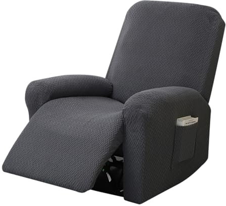 KMQRDZi Sesselschoner für Relaxsessel, Stretchy Split All-Inclusive Sofabezug, Sofabezug für Relaxsessel 4-Teilig, Waschbar, C/hiva s Sofabezug, Abriebfest und Kratzfest (Dunkelgrau)