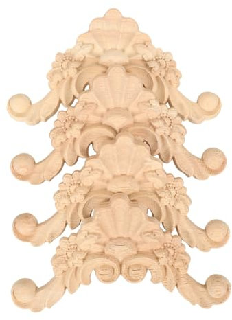 Alipis 4stücke Holzverzierungen Unvollendet Geschnitzte Möbel-applikationen Für Türen Schränke Und Wände Dekorative Elemente Für -projekte