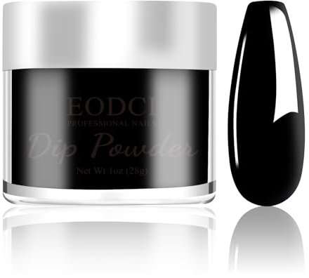 EODCI Dipping Nagelpulver, 28g Schwarz Dip Pulver Nagel Dipping Puder French Nagelkunst Starte für Salon DIY & Hause,Keine Nagellampe Erforderlich, Geruchsfrei und Langanhaltend