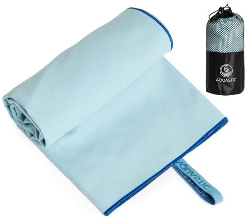 AQUASTIC Havlu Handtuch Größe XL Schnelltrocknendes Fitness Handtuch für aktive Menschen 110 x 175 cm Leicht und kompakt Aus 88% Polyester und 12% Polyamid Ideal für Schwimmbad Strand Blau