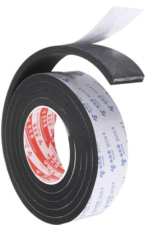 PATIKIL Nastro in schiuma sigillante da 2m/6,6ft, larghezza 4cm spessore 10mm, nastro sigillante monofacciale per guarnizione porta finestra per isolamento, nero