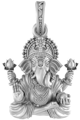 INDIA MADE pm7215 Ganesha-Anhänger aus Sterlingsilber (92,5 % Reinheit), Ganapathie-Medaillon für Damen und Herren, reines Silber, Ganapathie-Medaillon für gute Gesundheit und Reichtum,