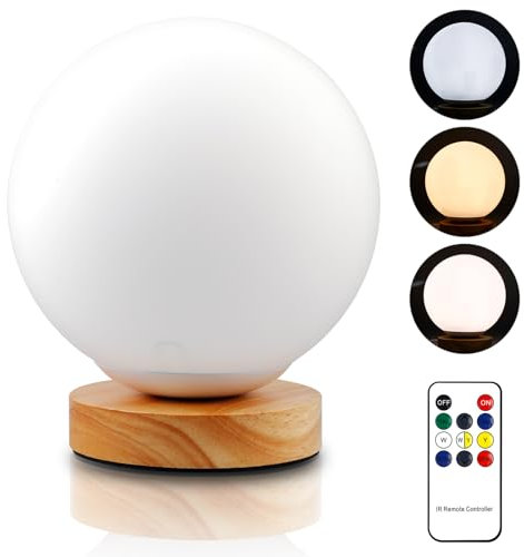 Lampe Lumière du Jour, Lampe de Luminothérapie Sans UV 10 000 Lux, Lumière USB Avec Télécommande, 3 Températures de Couleur, Luminosité Réglable et Minuterie, pour La Maison, Le Bureau (Balle)