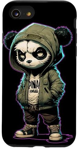 Coole Panda Graffiti Manga Anime Charakter Distressed Hülle für iPhone SE (2020) / 7 / 8