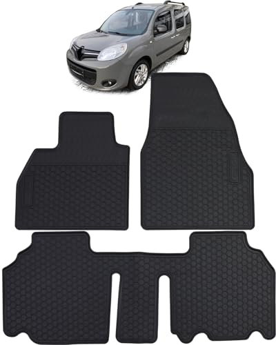Auto Gummi Fußmatten Schwarz Premium Set für Renault Kangoo II 2008-2022