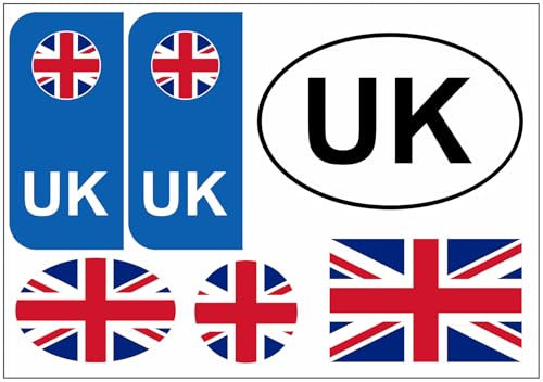 Daged United Kingdom UK Sticker Card 5 Pieces - Foreign License Plate Number Plate Car Motorcycle Biker Flag Vinyl KN