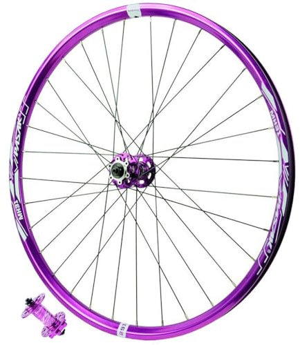 LPYDWZ 26/27,5/29 Zoll Fahrrad Laufradsatz aus Aluminiumlegierung, Nietenfelge 4 Abgedichtete Lager Lila Hybrid/MTB Fahrradräder Felge 32 Loch 7-12 Gang Kassette(Front Wheel,26 INCH)