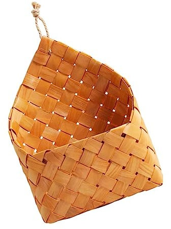 Warmhm Hängender Gewebter Wandkorb aus in Braun Material Synthetischem Wandhalterung Holzkorb mit zur Aufbewahrung und Blumendekoration im Pastoralen Stil für Wohnräume