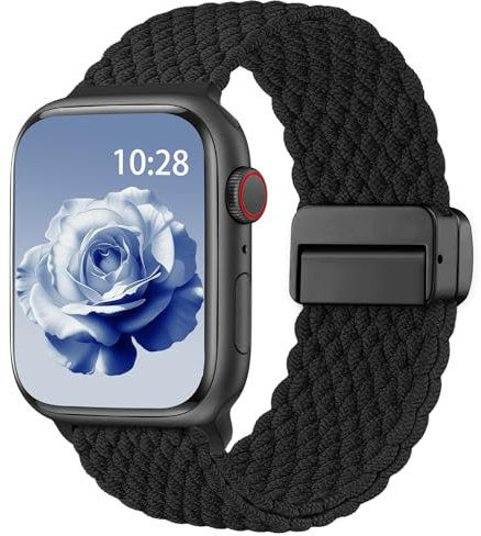 Braided Bands for Apple Watch Straps 40mm 41mm 38mm 42mm 44mm 45mm 46mm 49mm Women Men,Breathable Stretchy Elastic Sport Loop for iWatch Straps Series 10 9 8 7 6 5 4 3 2 1 SE Ultra,Magnetic Buckle