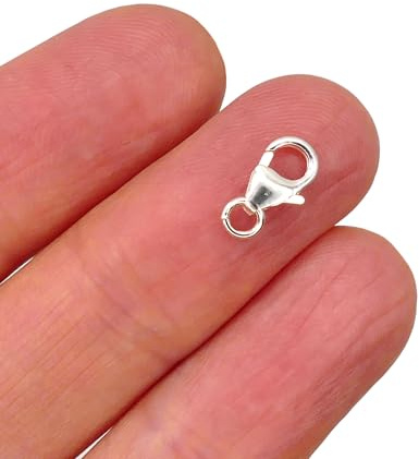 925 Sterling Silver Lobster Clasps 8mm, Silver Necklace Clasp Replacement | For jewellery making and DIY chain repairs. Easy claw fastener for fine chains, charm bracelets and anklets.