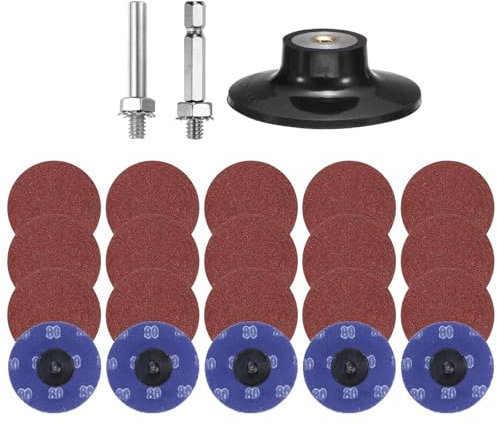 sourcing map 23pcs Quick Change Discs Set 3 Roll Lock Sanding Discs with 1/4 Shank Pad Holder 80 Grit Surface Conditioning Disc for Polish Rust Removal