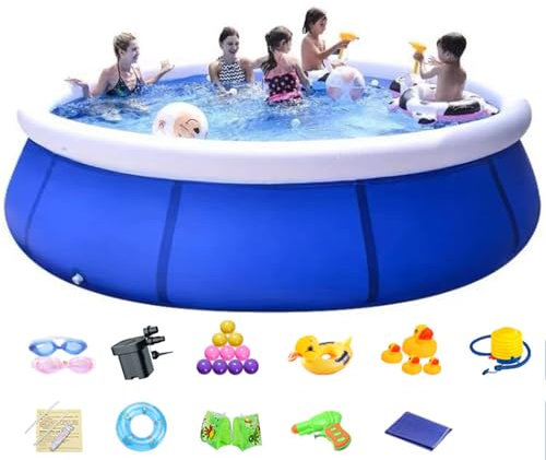 Fast Set Aufblasbarer Pool für Kinder und Erwachsene, oberirdischer Swimmingpool für Familienspaß im Freien