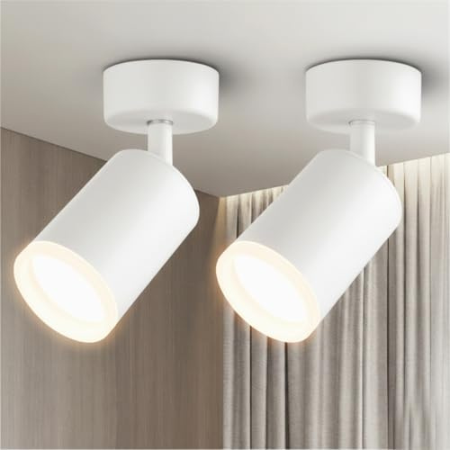 Cinsenten 2 Pack Schwarz Deckenstrahler - Einstellbare GU10 Fassung Wand/Deckenstrahler Innen Industrie Matt Schwarz Wandstrahler für Küche Schlafzimmer Lounge Flur Keine Glühbirnen (Schwarz)