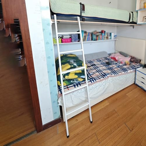 XWJOYW Escalera de Metal para litera Individual Tipo Loft, Ideal para dormitorios, 114, 127, 140, 149, 150, 159, 160, 165, 175 y 185 cm. Escalera de Acceso Corto para niños y Adultos, con 2 Ganchos