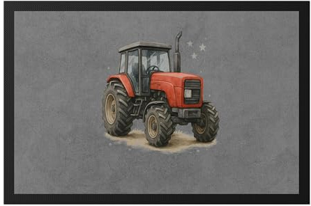 Hey!Print Traktor Motiv Gelber Trecker Kinder Geschenk Bauernhof Junge Fussmatte Traktor Fan Traktorliebe