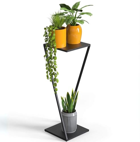 DanDiBo Blumenständer Metall Schwarz Eckig 80 cm 96641 Pflanzenständer Blumenhocker Beistelltisch Design Modern