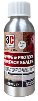 3C Sealants Revive & Protect Surface Sealer 100ml for Natural Stone Worktops, Faded Metal, Plastic, UPVC Windows & Doors, PVC Pipes & Guttering and More Porous & Non-Porous Surfaces