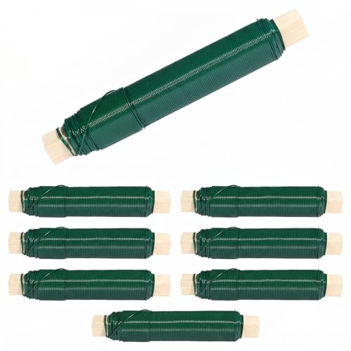 8 Rotoli Filo di Ferro Modellabile Verde Scuro, 0,71mm Spessore Totale 280m Filo Ferro Verniciato per Legare Piante, Composizioni Floreali, Bricolage e Decorazioni Fai Da Te