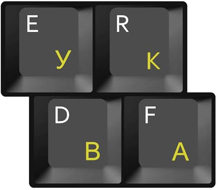 HQRP Cyrillic Ukrainian Russian Laminated Transparent Keyboard Stickers with Yellow Lettering for PC Desktop Laptop