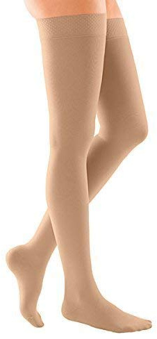 medi Duomed Soft (BS CCL 2) Compression Stockings Thigh Length with Silicone topband Closed Toe Beige Large