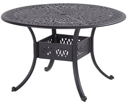 Hartman Amalfi Tisch, Bronze aus Alu-Guss, antik, Ø120cm, Terrassentisch Garten-Tisch, Alutisch Balkon Terrasse jugendstil