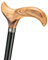 Gehstock Olivia, Derbygriff echtes Olivenholz, Silber-Designring, Stock schwarz lackiertes Buchenholz,mit Gummipuffer