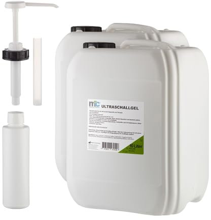 Gel à ultrasons 2 x 10 kg Bidon avec pompe et vide bouteille