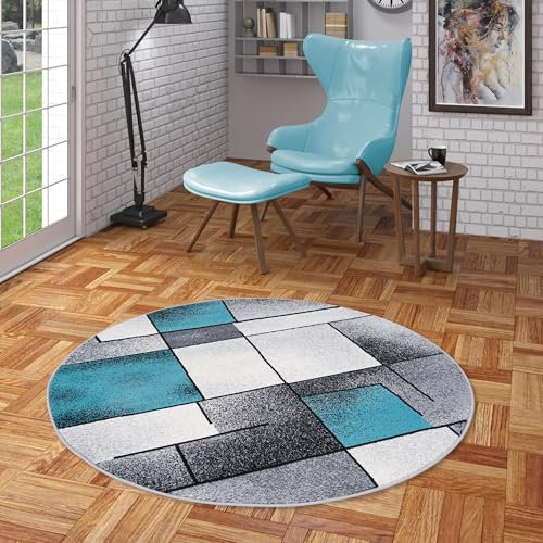 Pergamon Designer Teppich Modern Wohnzimmer Schlafzimmer Esszimmer Kurzflor Brilliant Grau Türkis Fantasy